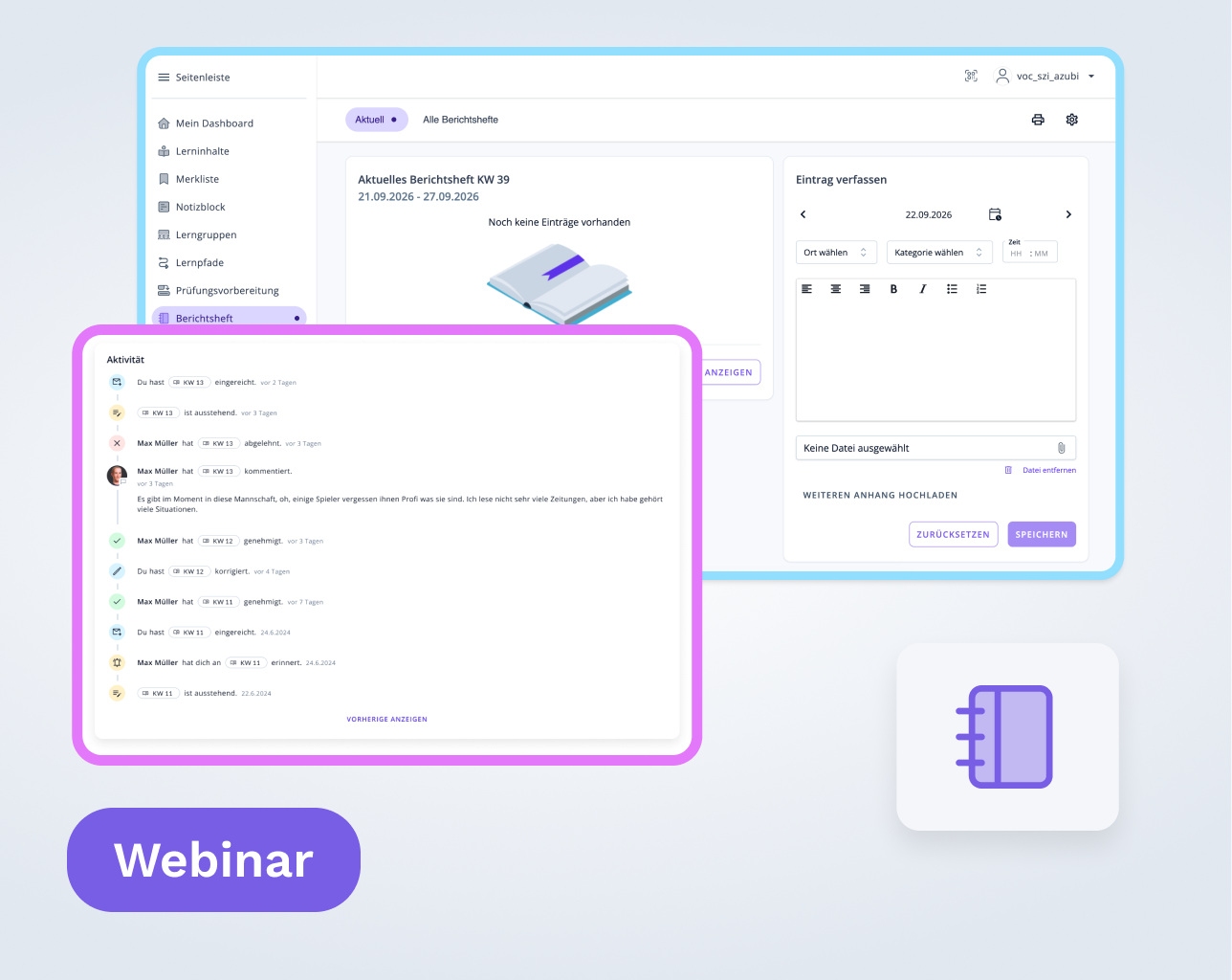 Webinar - Berichtsheft